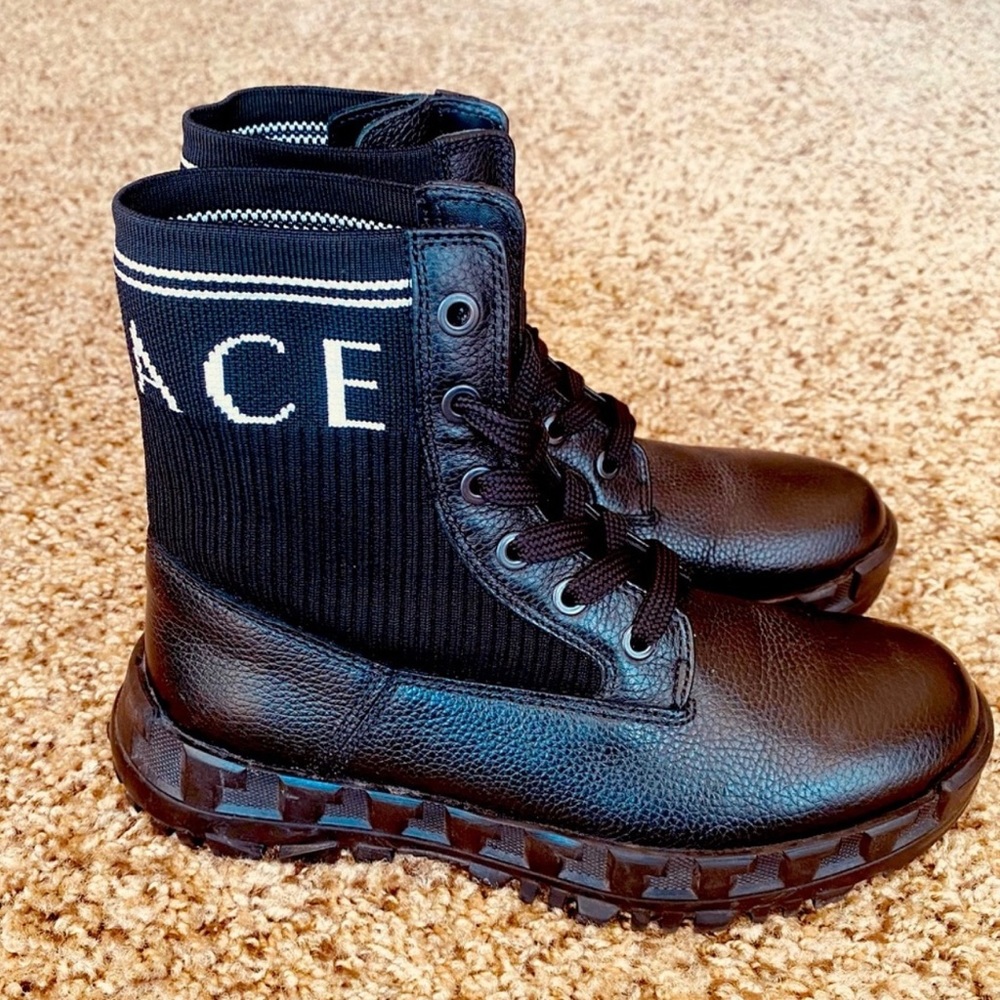 Versace Kids Leather Lace Up Boots